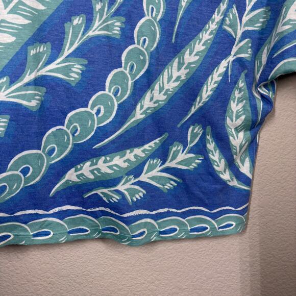 Before+Again Size Small Dolman Sleeves Shirt Top Blue Leaves Print Pullover - Picture 4 of 7